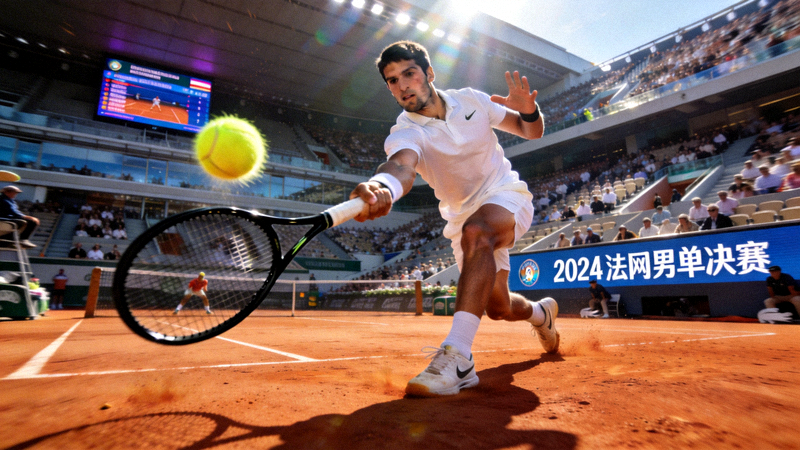 网球大满贯赛事直播画面 - 选手在红土场上奋力击球